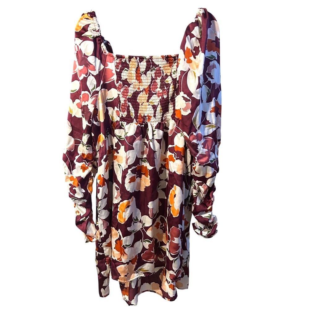 Elegance Eloquii Elements Floral Print Puff Sleeve Smocked Dress Plus Size 20 - Picture 3 of 7